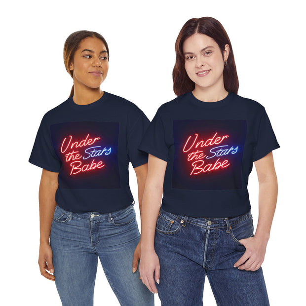 Neon Under the Stars Babe Heavy Cotton Tee - Bold & Trendy