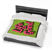 Life is Good Velveteen Plush Blanket - Warm & Inspiring - Under the Stars Babe
