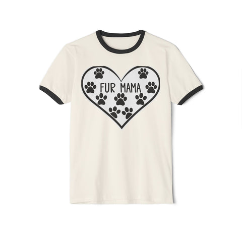 Fur Mama Ringer T-Shirt - Perfect Gift for Pet Lovers, Animal Lover Apparel, Fun Dog Mom Shirt, Cute Pet Lover Gift, Heart Design Tee