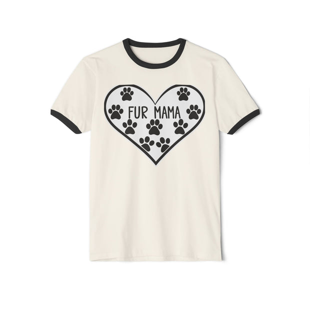 Fur Mama Ringer T-Shirt - Perfect Gift for Pet Lovers, Animal Lover Apparel, Fun Dog Mom Shirt, Cute Pet Lover Gift, Heart Design Tee