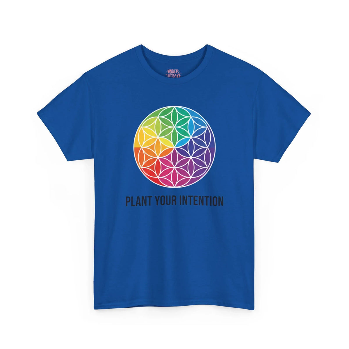 Intent Planting T‑Shirt — Rainbow Flower of Life Graphic Tee ("Plant Your Intention") - underthestarsbabe