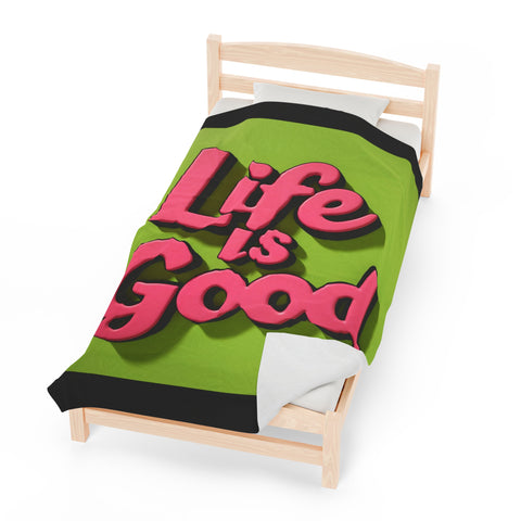 Life is Good Velveteen Plush Blanket - Warm & Inspiring - Under the Stars Babe