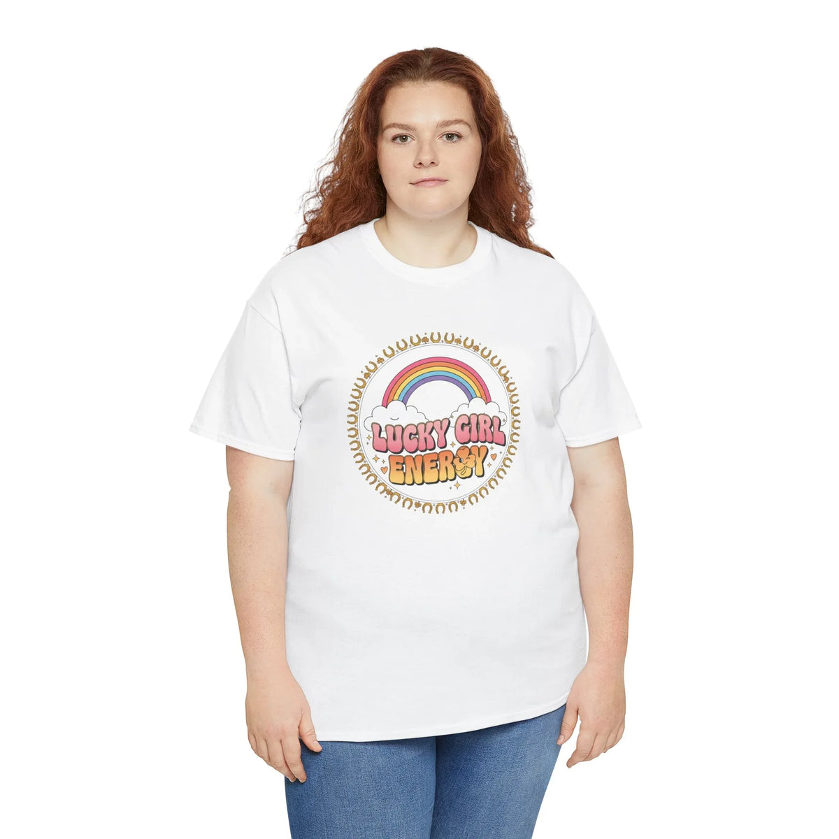 Lucky Girl Energy Retro Rainbow T-Shirt - underthestarsbabe