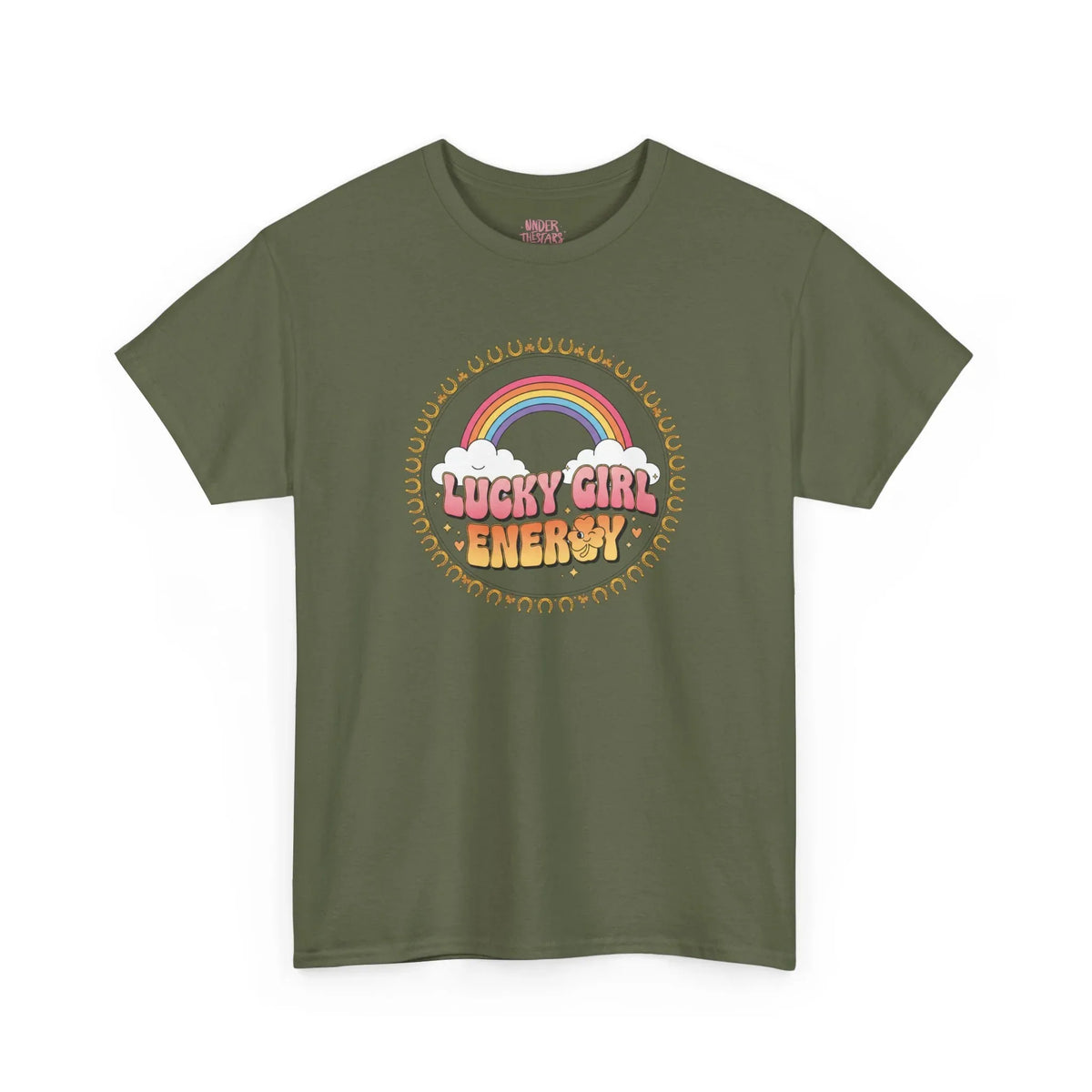 Lucky Girl Energy Retro Rainbow T-Shirt - underthestarsbabe