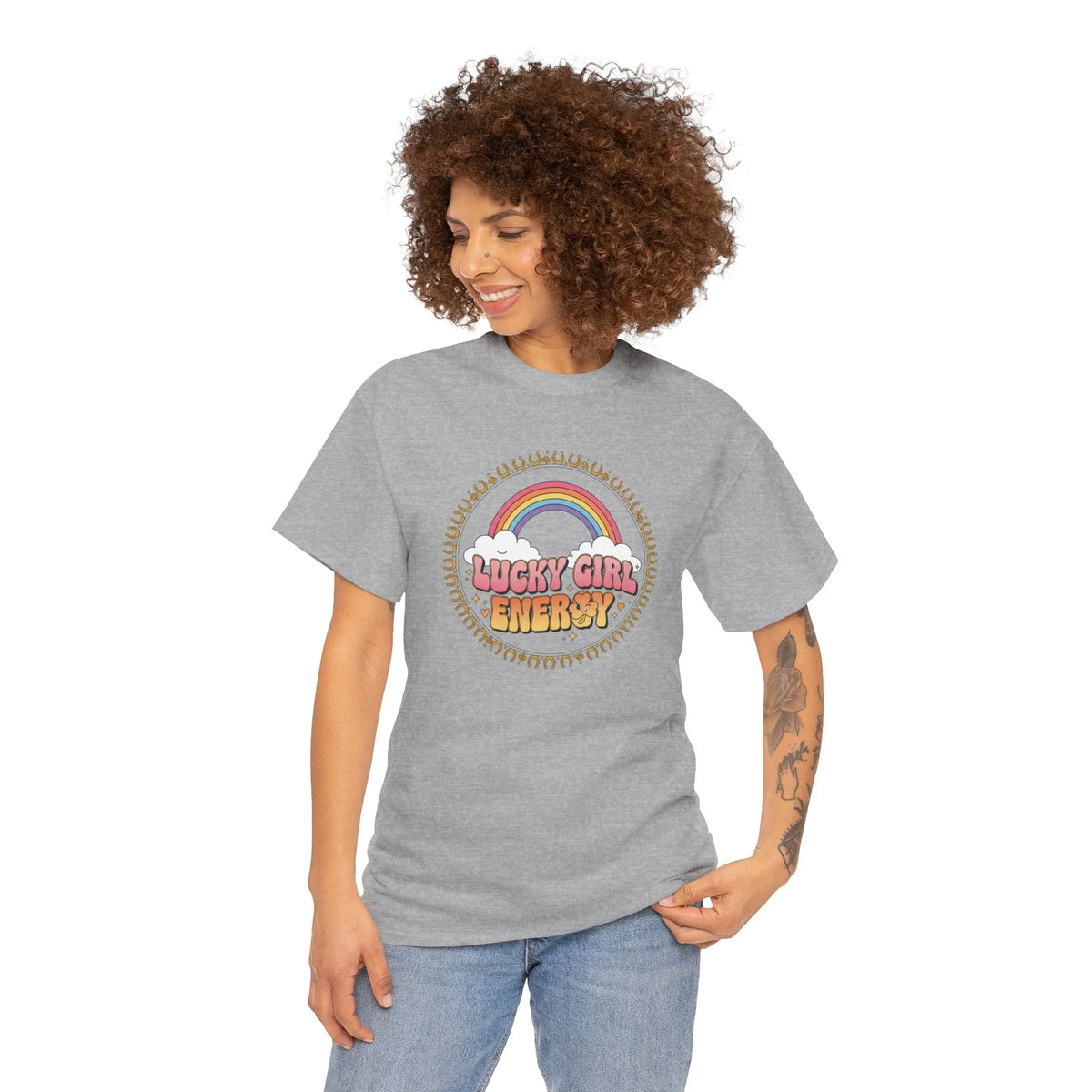 Lucky Girl Energy Retro Rainbow T-Shirt - underthestarsbabe