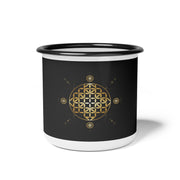 Enamel Camp Cup - Flower Of Life Design | For Camping and Coffee Lovers