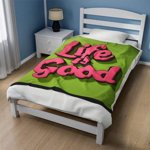 Life is Good Velveteen Plush Blanket - Warm & Inspiring - Under the Stars Babe