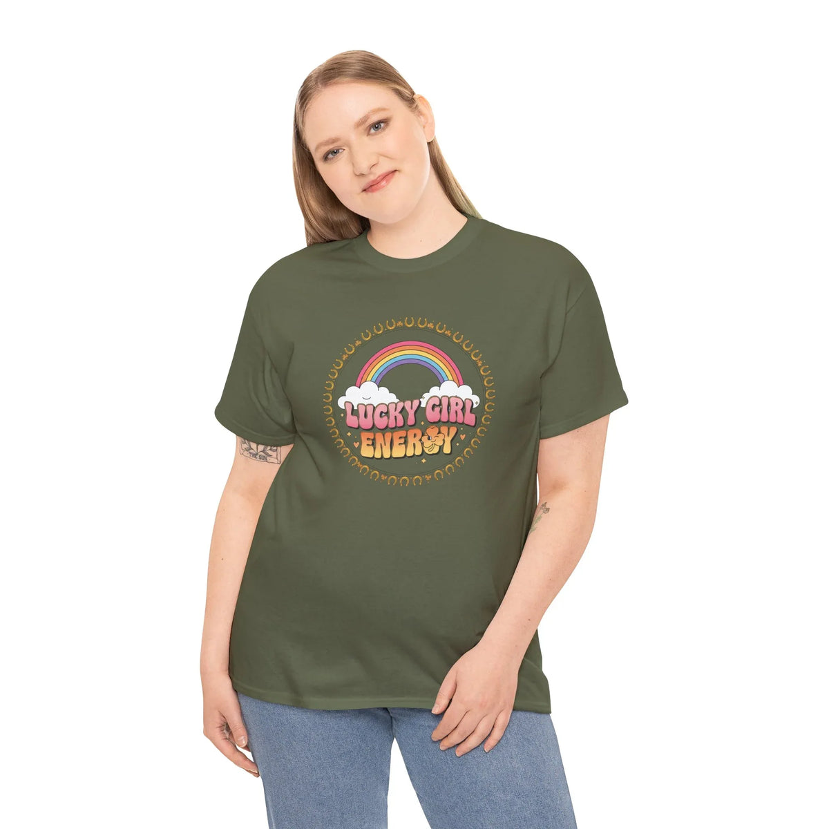 Lucky Girl Energy Retro Rainbow T-Shirt - underthestarsbabe