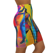 Colorful Dance Print Pencil Skirt, Vibrant Art Fashion, Women's Mid-Waist Skirt, Party Wear, Trendy Summer Outfit, Festival Clothing