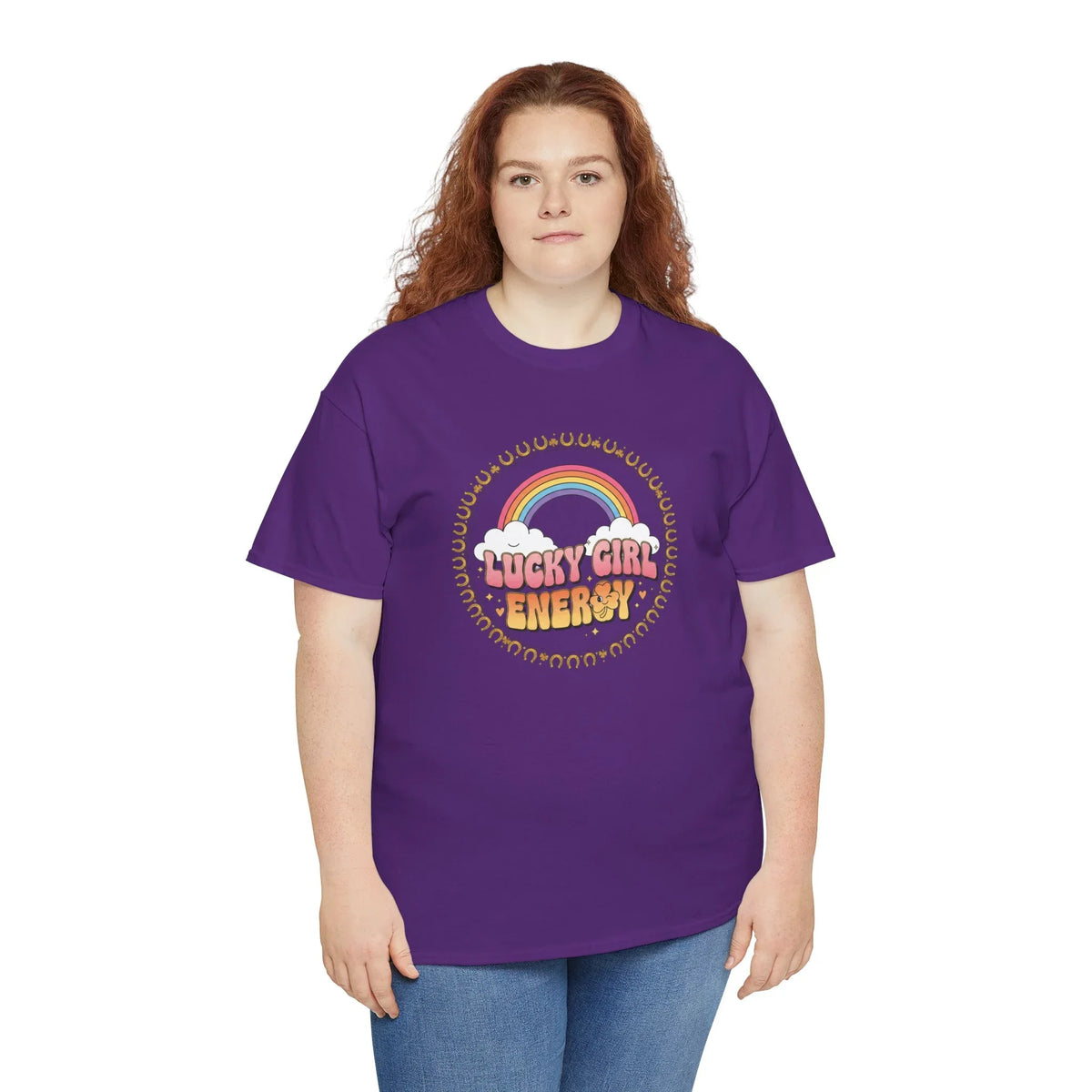 Lucky Girl Energy Retro Rainbow T-Shirt - underthestarsbabe