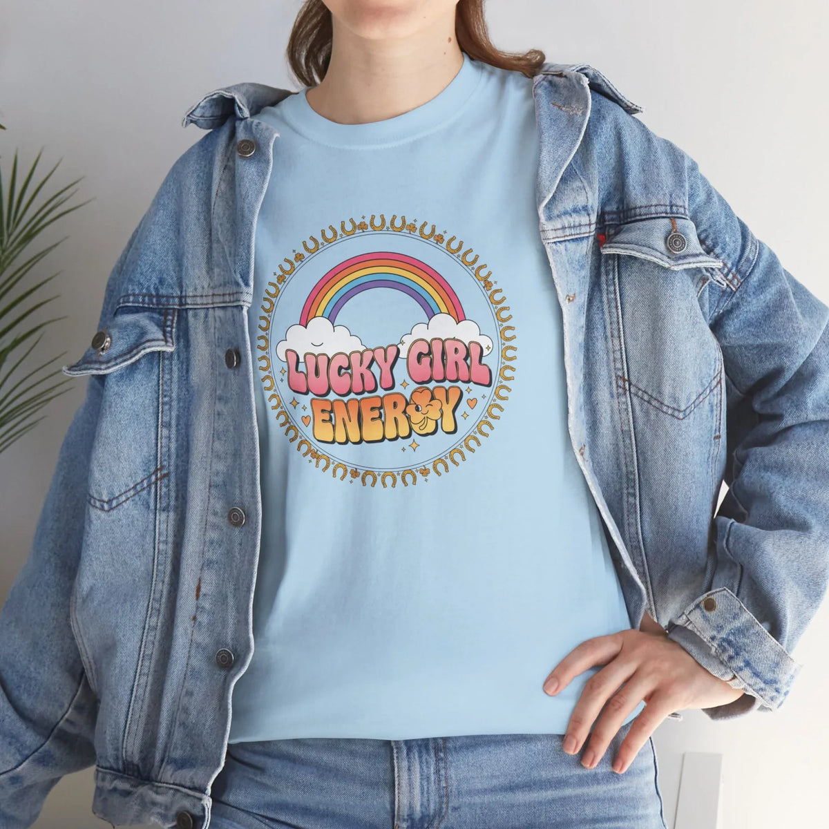 Lucky Girl Energy Retro Rainbow T-Shirt - underthestarsbabe