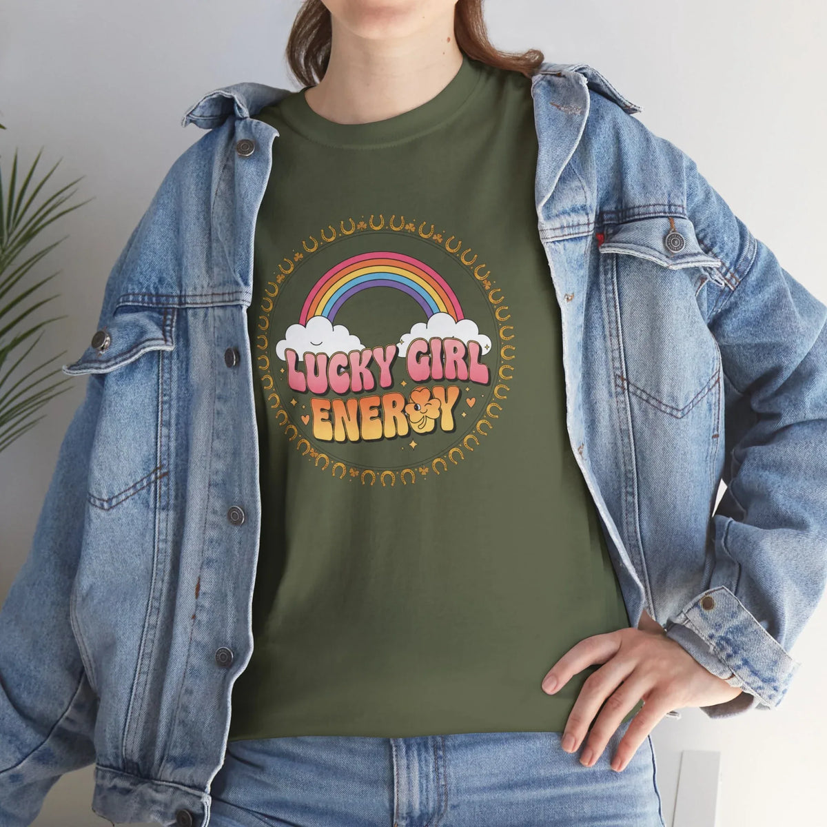 Lucky Girl Energy Retro Rainbow T-Shirt - underthestarsbabe