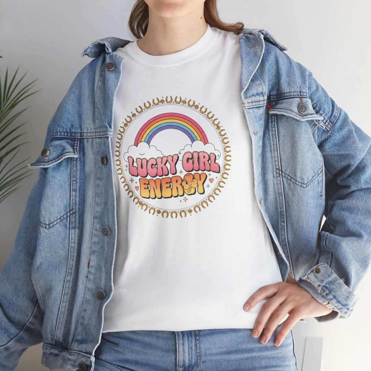 Lucky Girl Energy Retro Rainbow T-Shirt - underthestarsbabe