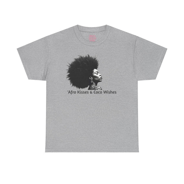 Afro Kisses & Cocoa Wishes Tee | Unisex Heavy Cotton T-Shirt for Black History Month, Celebrations, Diversity, Gift for Her