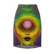Space Vibrant Women's Pencil Skirt, Psychedelic Fashion Skirt, Statement Skirt, Unique Pencil Skirt, Gift for Her, Party Wear