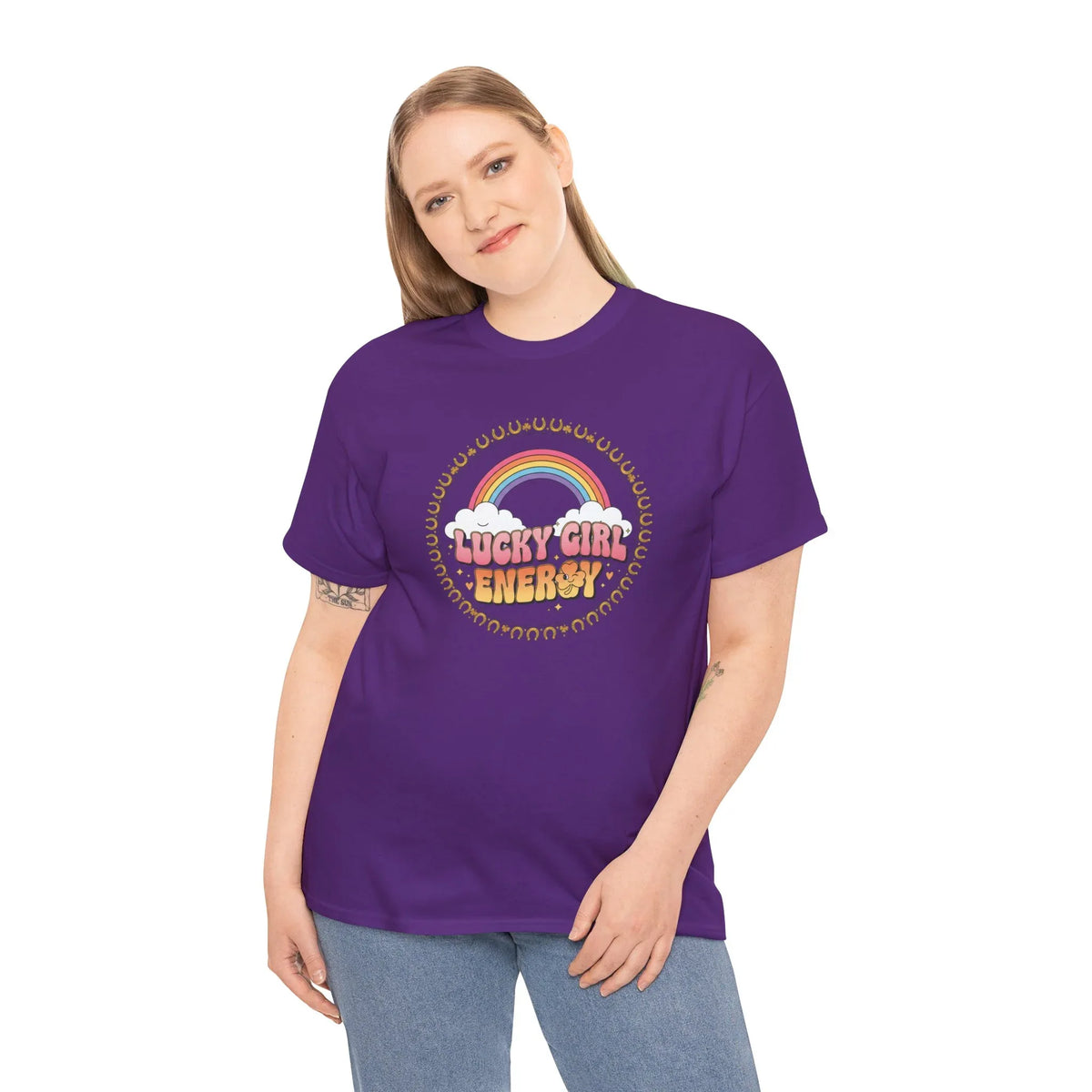 Lucky Girl Energy Retro Rainbow T-Shirt - underthestarsbabe