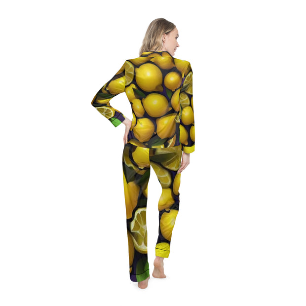 Lemons Women's Satin Pajamas - Fresh & Chic - Under the Stars Babe