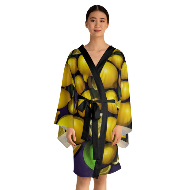 Lemons Long Sleeve Kimono Robe - Bright & Trendy - Under the Stars Babe