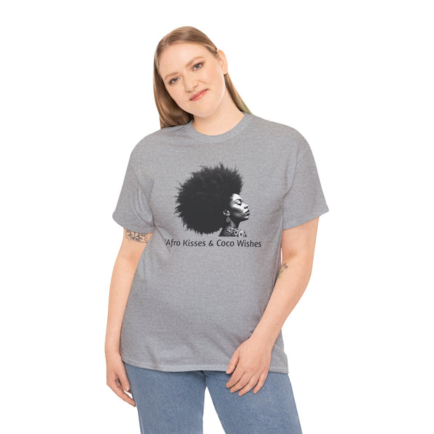 Afro Kisses & Cocoa Wishes Tee | Unisex Heavy Cotton T-Shirt for Black History Month, Celebrations, Diversity, Gift for Her