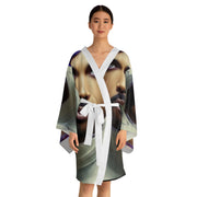 Vibrant Face Long Sleeve Kimono Robe, Unique Fashion Statement, Cozy Loungewear, Gift for Fashion Lovers, Artistic Homewear, Hipster Style