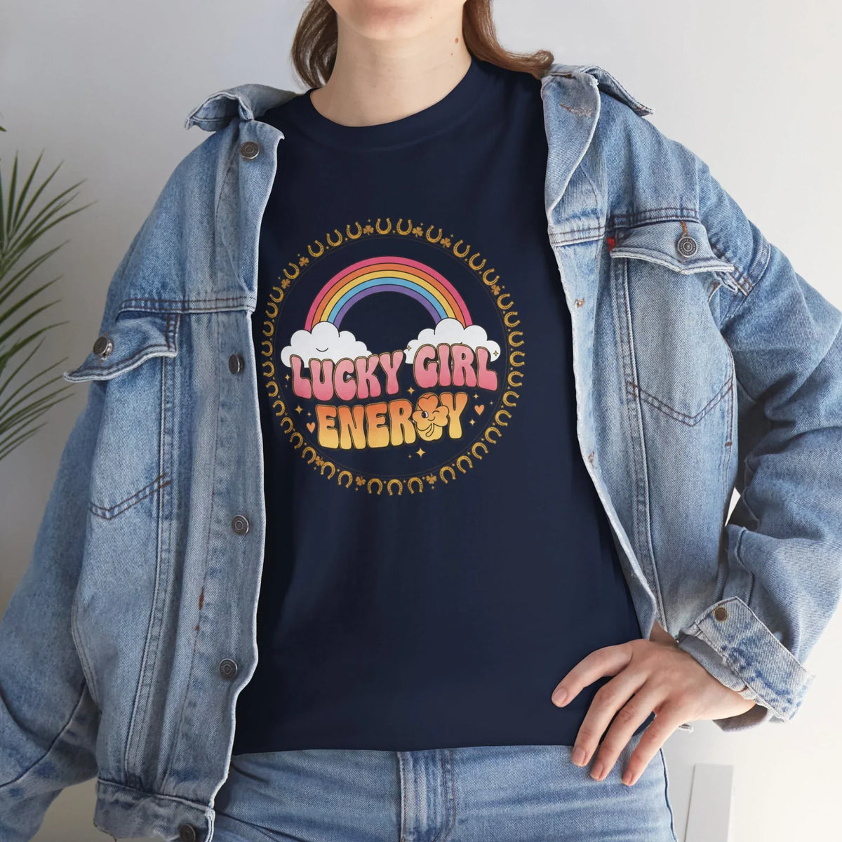 Lucky Girl Energy Retro Rainbow T-Shirt - underthestarsbabe