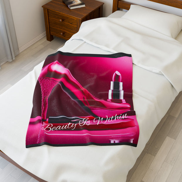 Beauty Is Within Velveteen Plush Blanket
