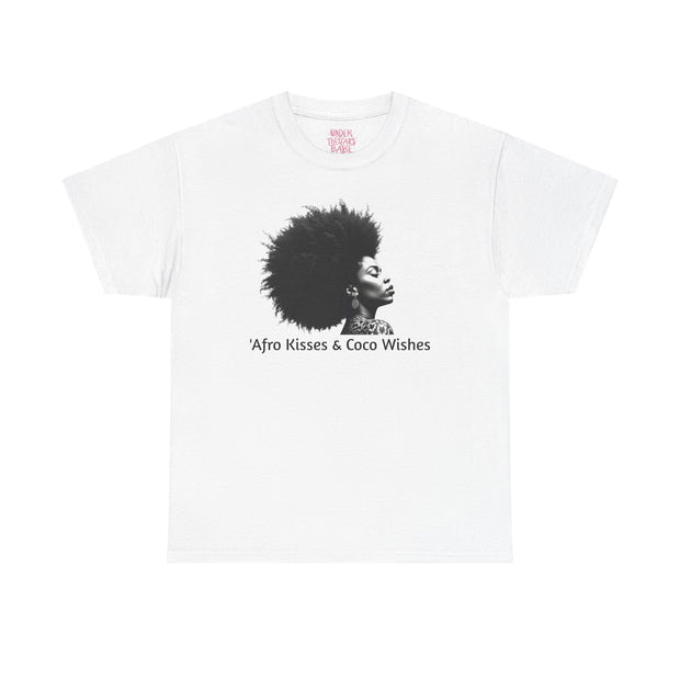 Afro Kisses & Cocoa Wishes Tee | Unisex Heavy Cotton T-Shirt for Black History Month, Celebrations, Diversity, Gift for Her