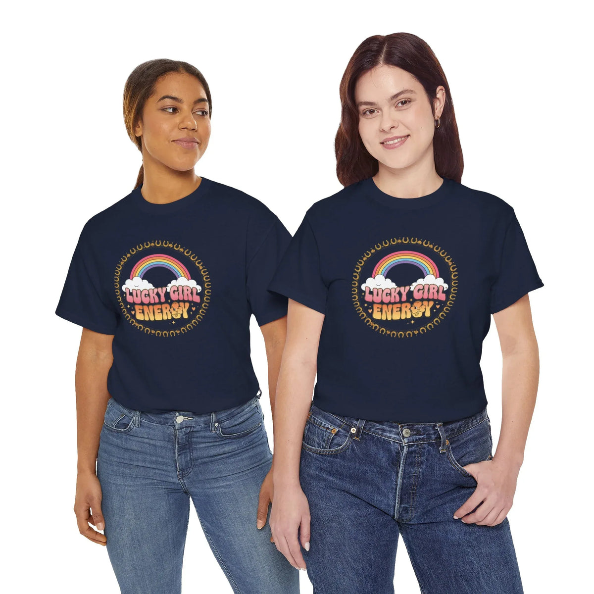Lucky Girl Energy Retro Rainbow T-Shirt - underthestarsbabe