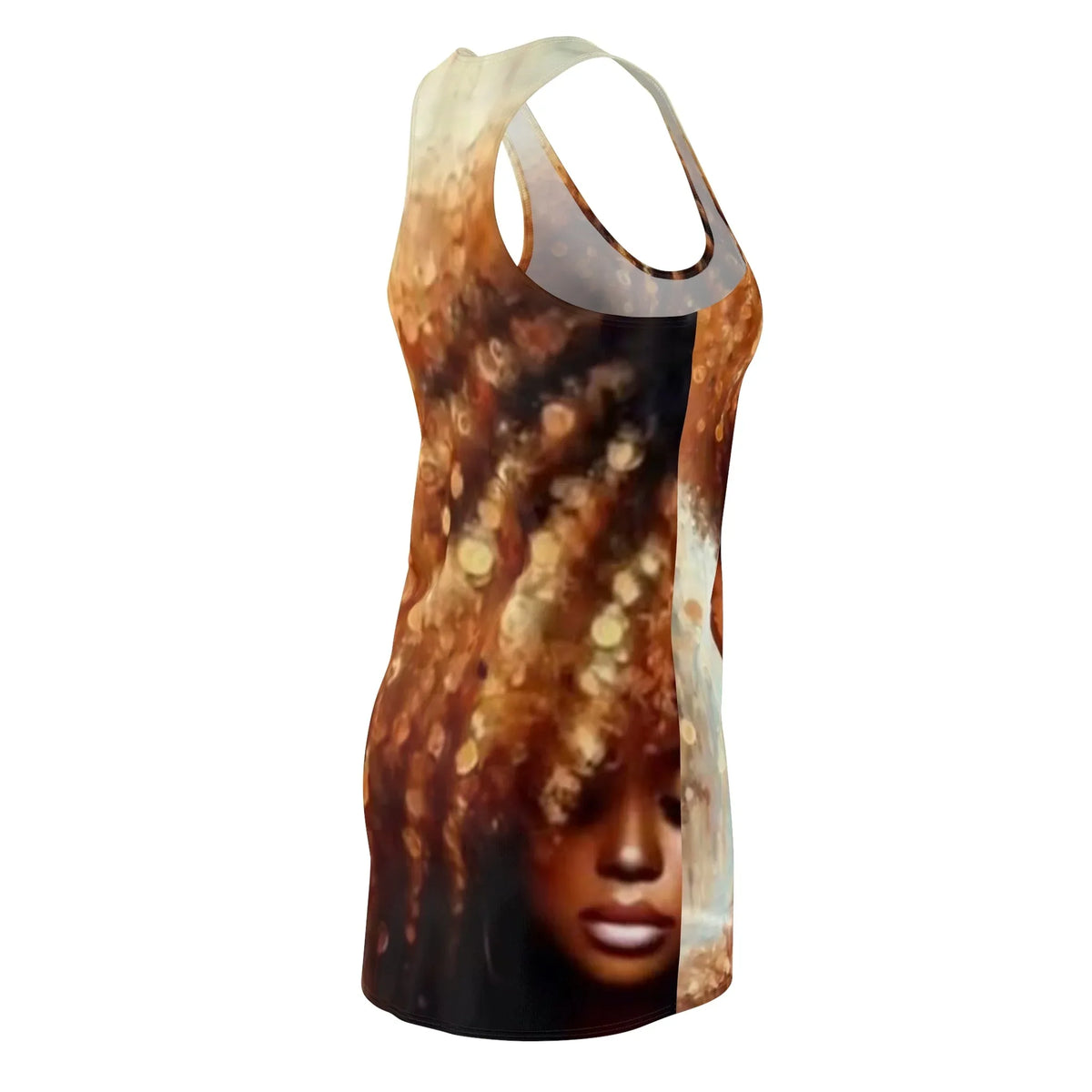 Afro Goddess Glow Racerback Dress — Boho AOP Summer Dress - underthestarsbabe