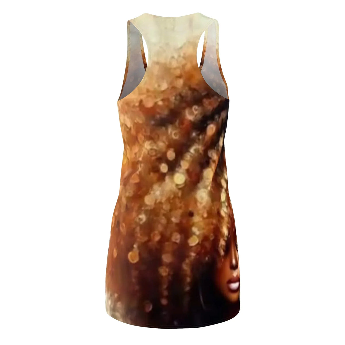 Afro Goddess Glow Racerback Dress — Boho AOP Summer Dress - underthestarsbabe