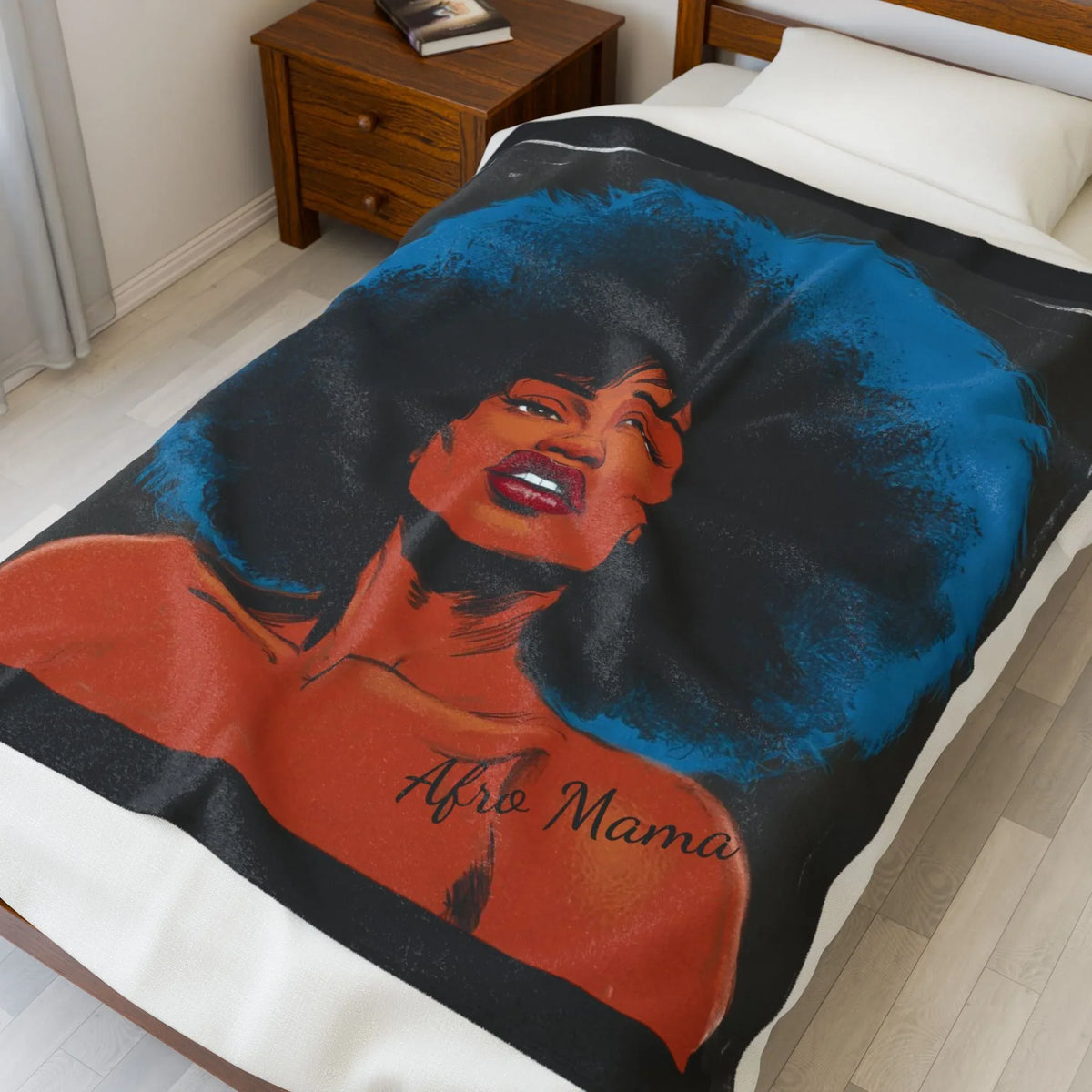 Afro Mama Velveteen Plush Blanket - underthestarsbabe