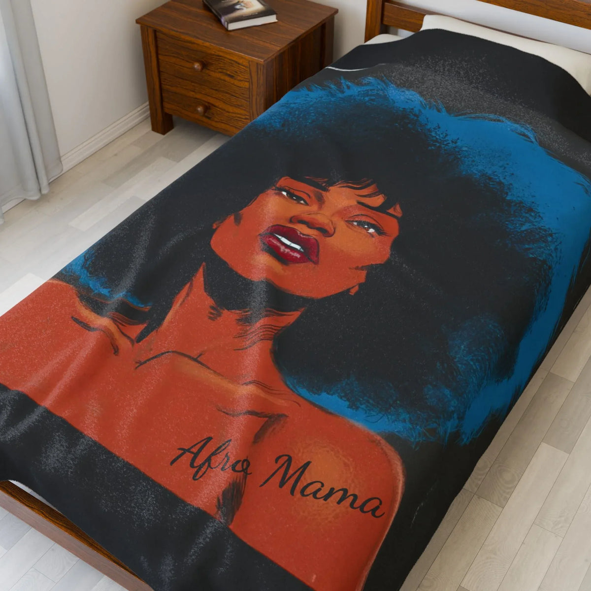 Afro Mama Velveteen Plush Blanket - underthestarsbabe