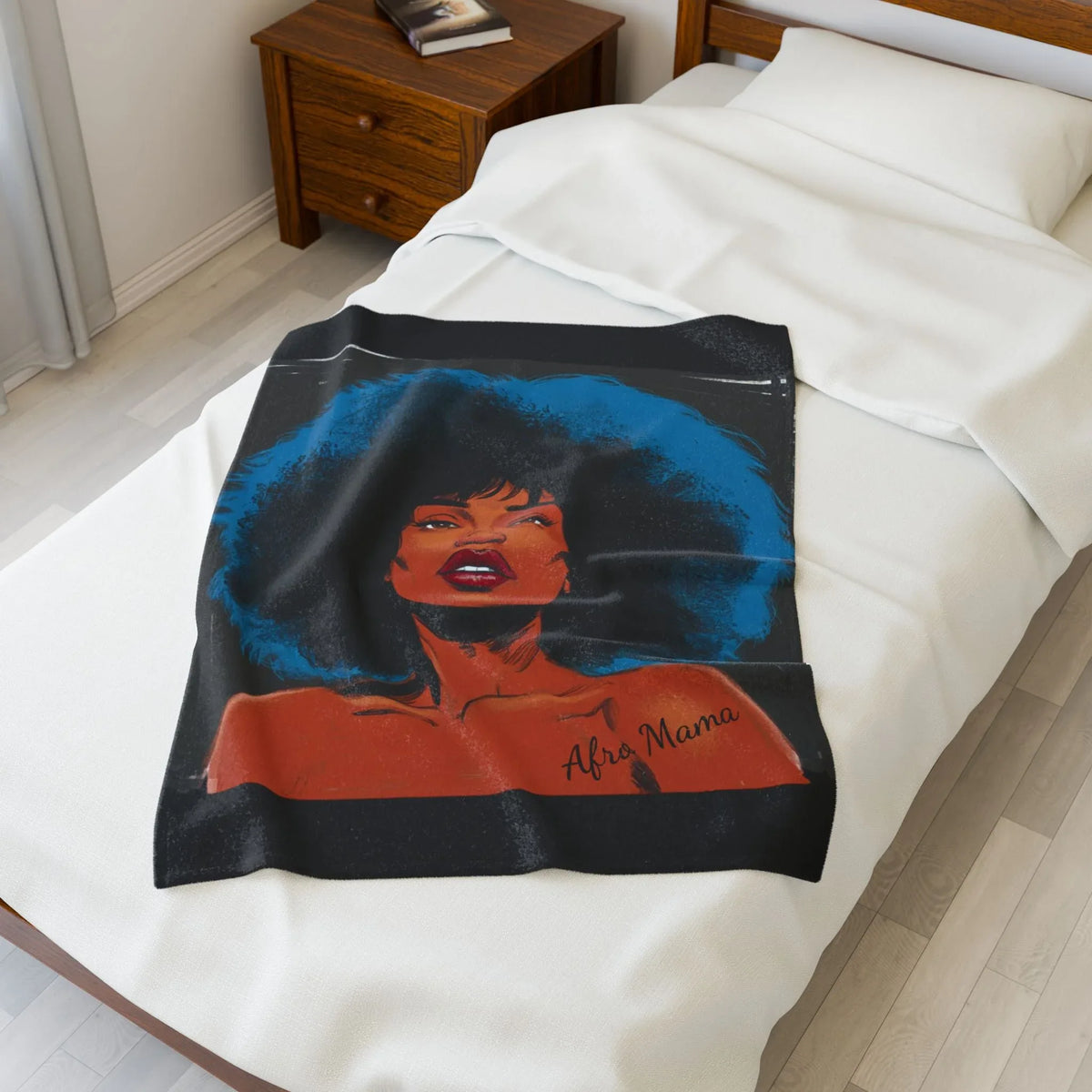 Afro Mama Velveteen Plush Blanket - underthestarsbabe