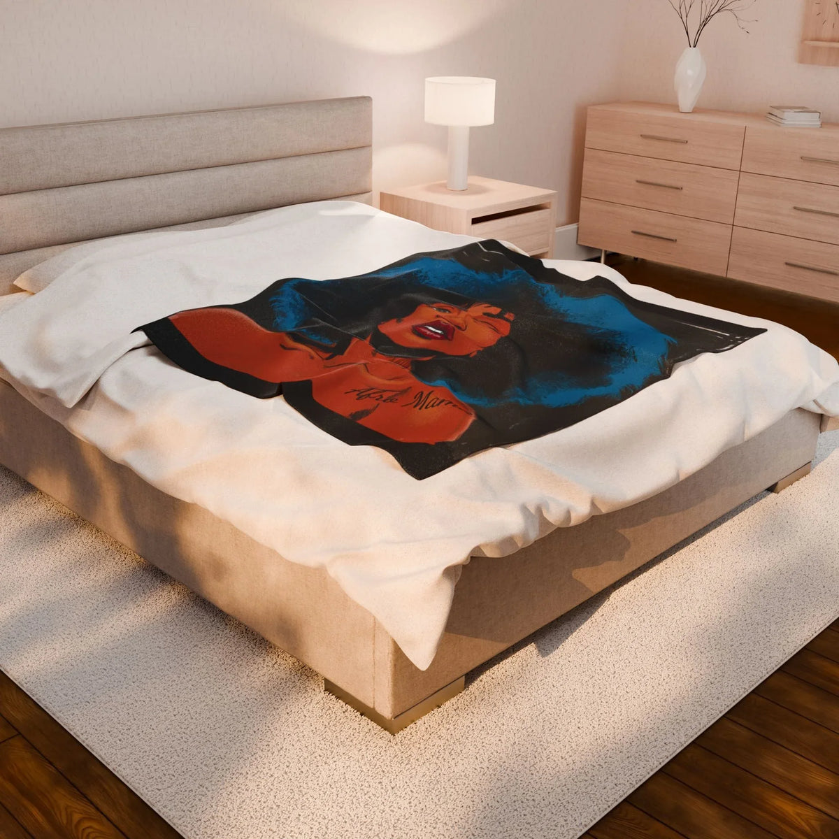 Afro Mama Velveteen Plush Blanket - underthestarsbabe