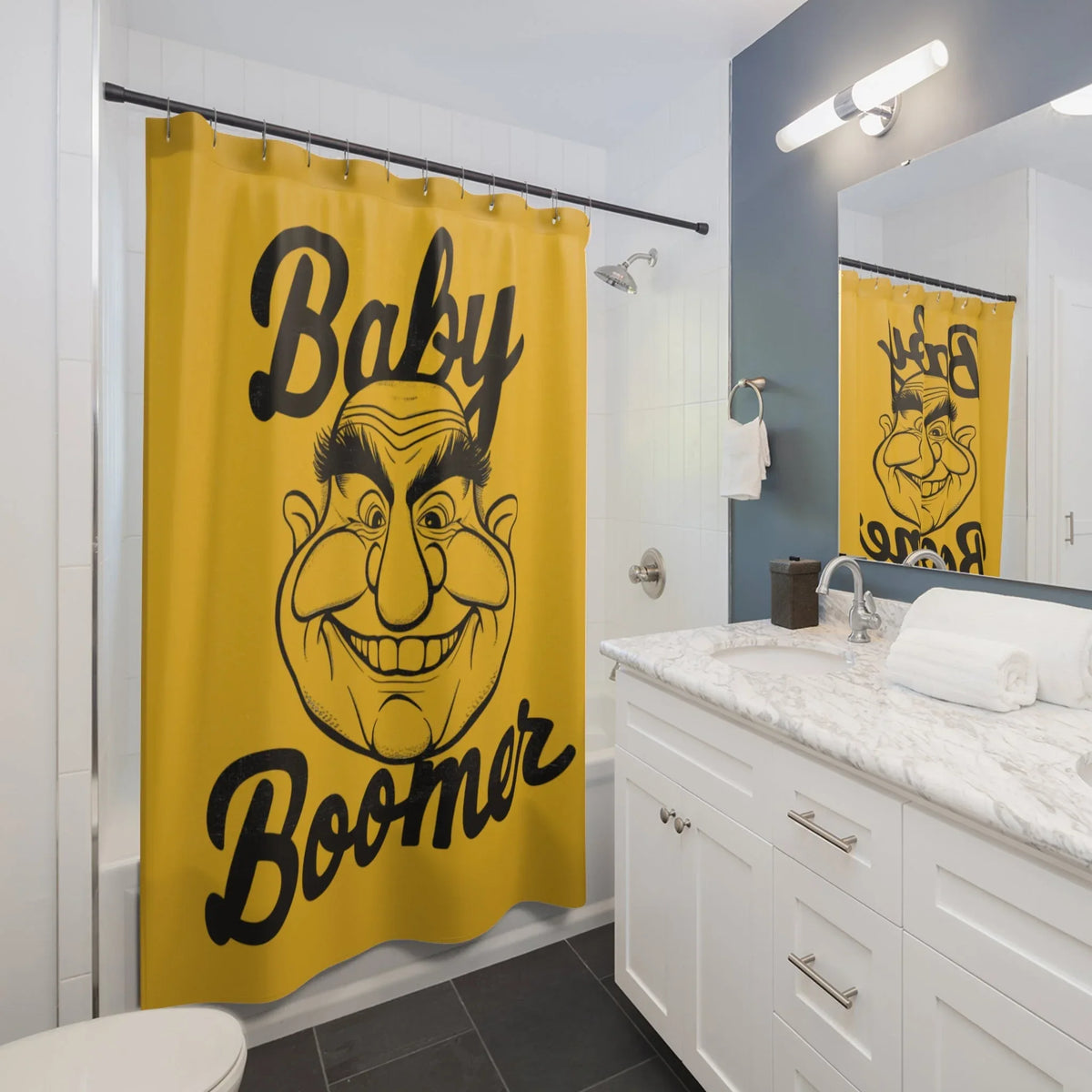 Baby Boomer Design Shower Curtain - Retro & Fun - Under the Stars Babe - underthestarsbabe