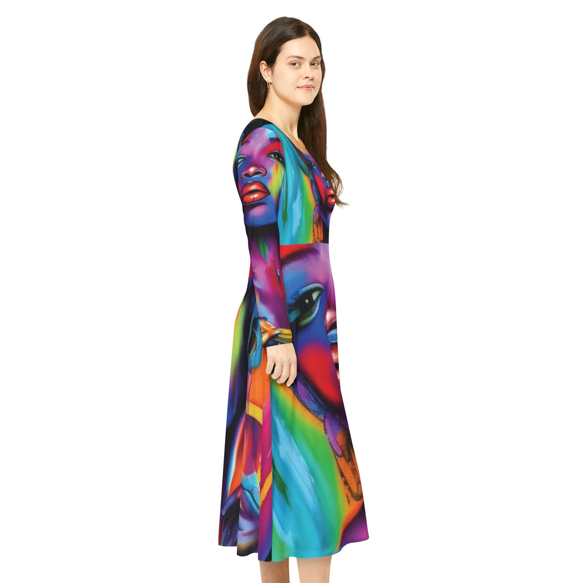 Betty Long Sleeve Dance Dress (AOP) - underthestarsbabe.shop