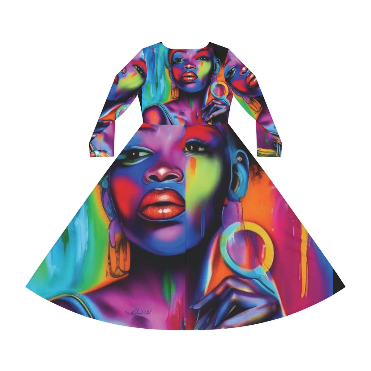 Betty Long Sleeve Dance Dress (AOP) - underthestarsbabe.shop