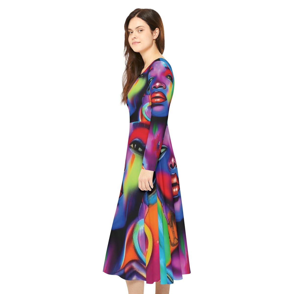 Betty Long Sleeve Dance Dress (AOP) - underthestarsbabe.shop