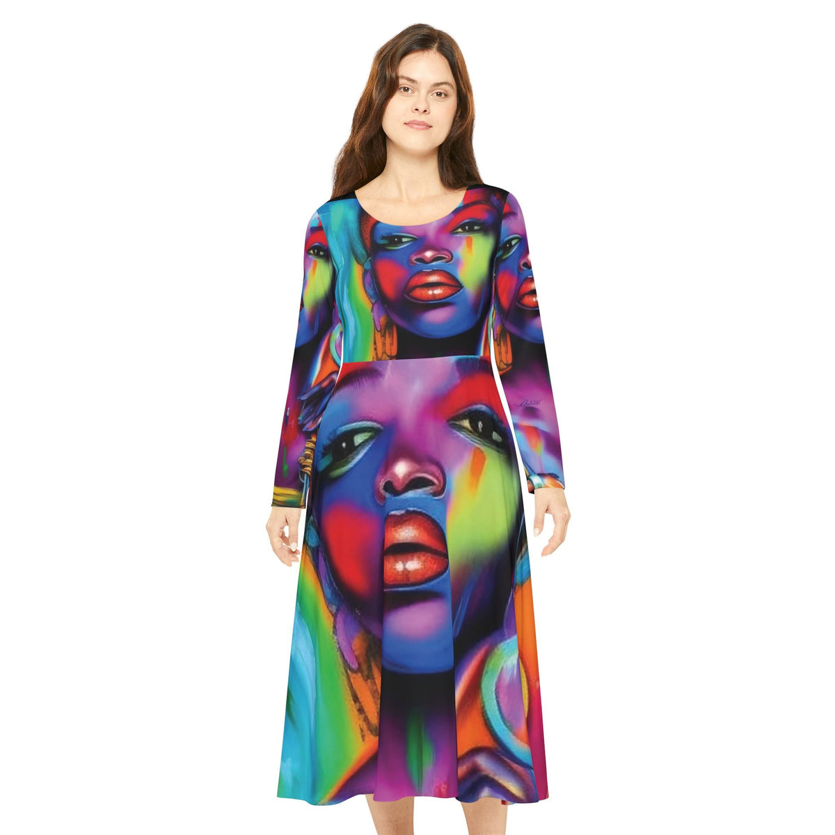 Betty Long Sleeve Dance Dress (AOP) - underthestarsbabe.shop