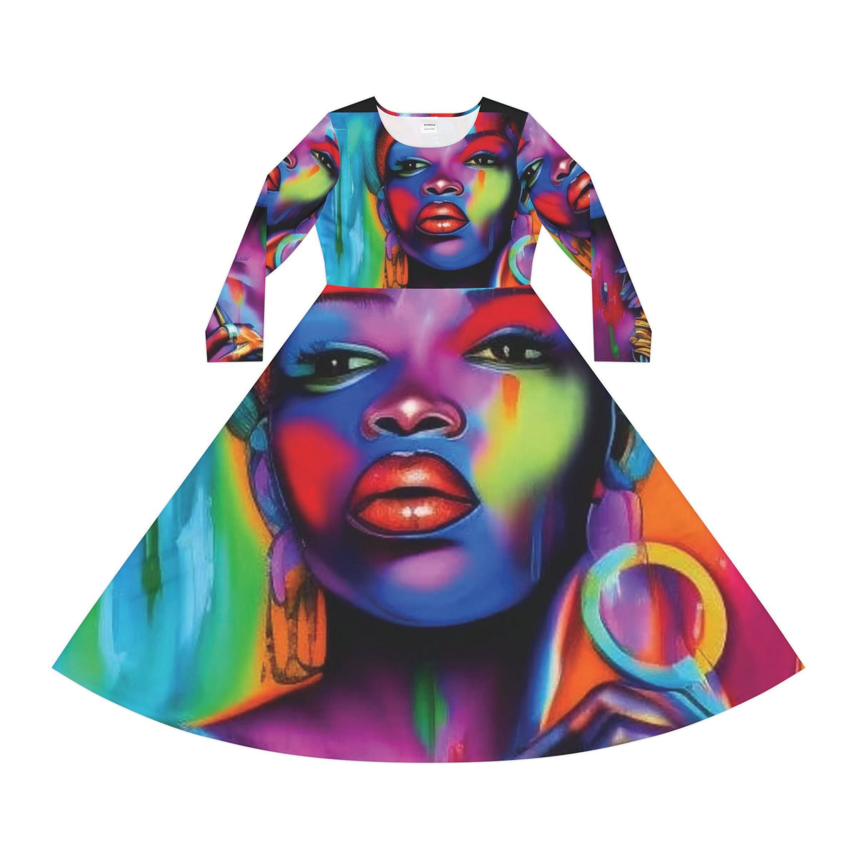 Betty Long Sleeve Dance Dress (AOP) - underthestarsbabe.shop