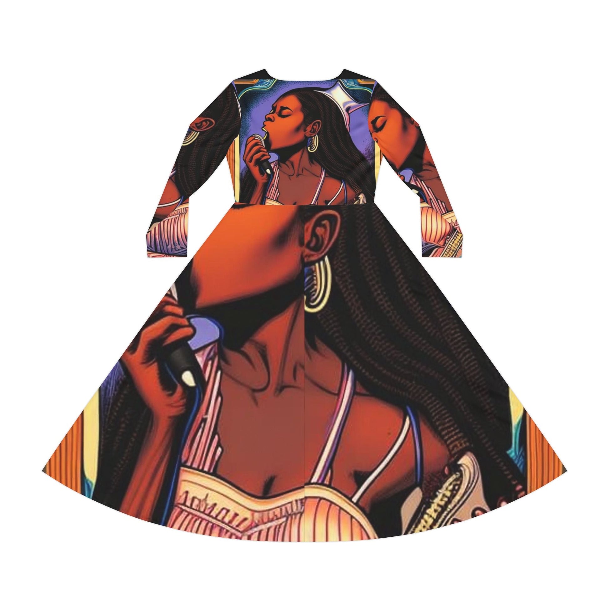 Blues Baby Women's Long Sleeve Dance Dress (AOP) - underthestarsbabe