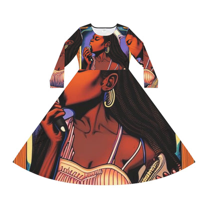 Blues Baby Women's Long Sleeve Dance Dress (AOP) - underthestarsbabe