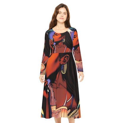 Blues Baby Women's Long Sleeve Dance Dress (AOP) - underthestarsbabe