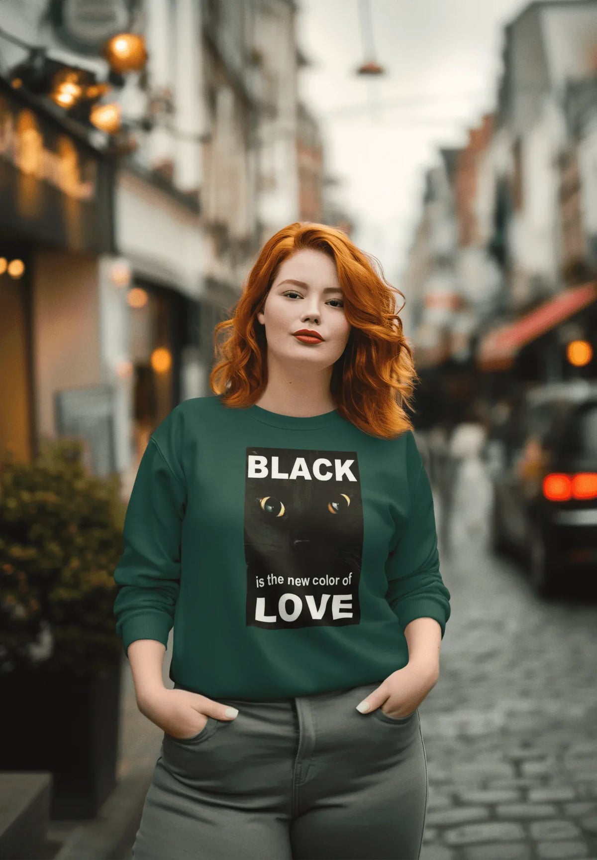 Cat Black Love Design Long Sleeve Tee - Under The Stars Babe - underthestarsbabe