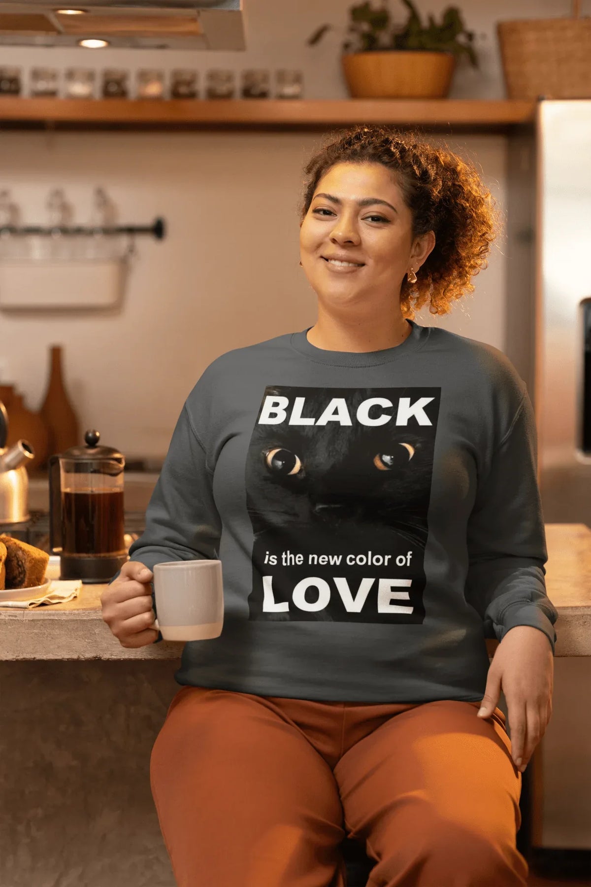 Cat Black Love Design Long Sleeve Tee - Under The Stars Babe - underthestarsbabe