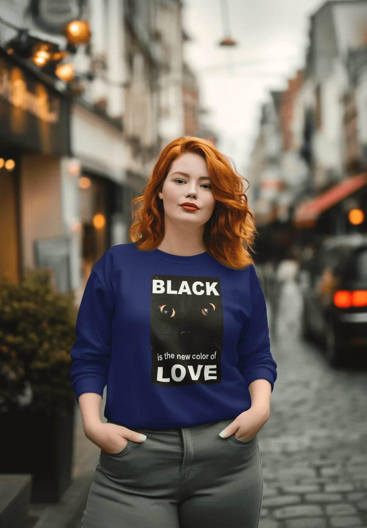 Cat Black Love Design Long Sleeve Tee - Under The Stars Babe - underthestarsbabe