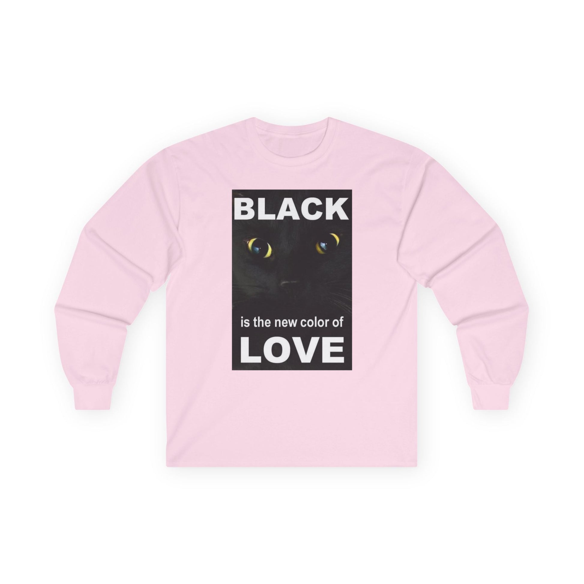 Cat Long Sleeve Tee - Black Love Design - underthestarsbabe