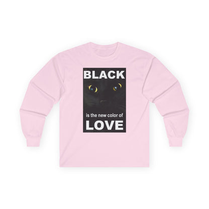 Cat Long Sleeve Tee - Black Love Design - underthestarsbabe