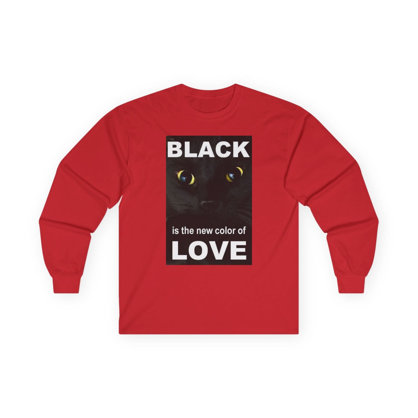 Cat Long Sleeve Tee - Black Love Design - underthestarsbabe