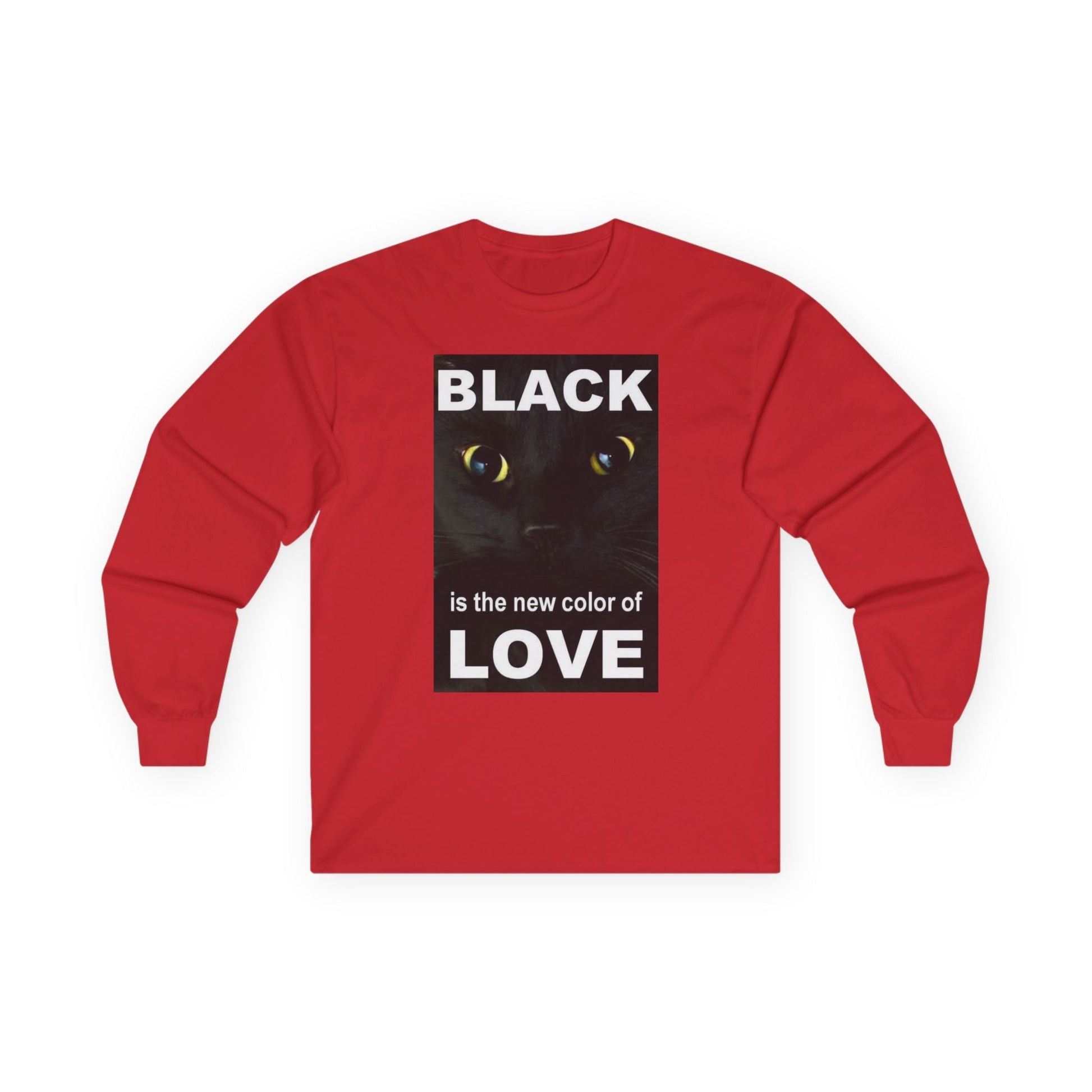 Cat Long Sleeve Tee - Black Love Design - underthestarsbabe